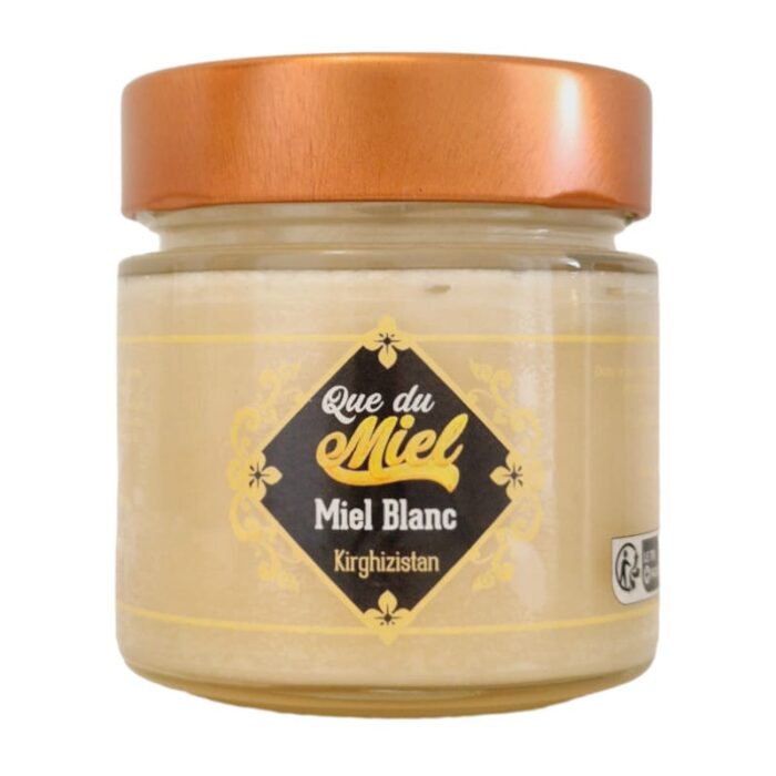 pot contenant 250 g de miel blanc du Kirghizistan