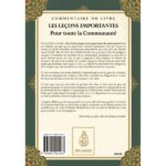 Quatrième de couverture des leçons importantes pour la communauté.