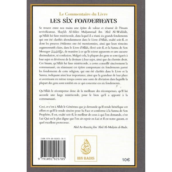 Quatrième de couverture du livre Les Six Fondements.